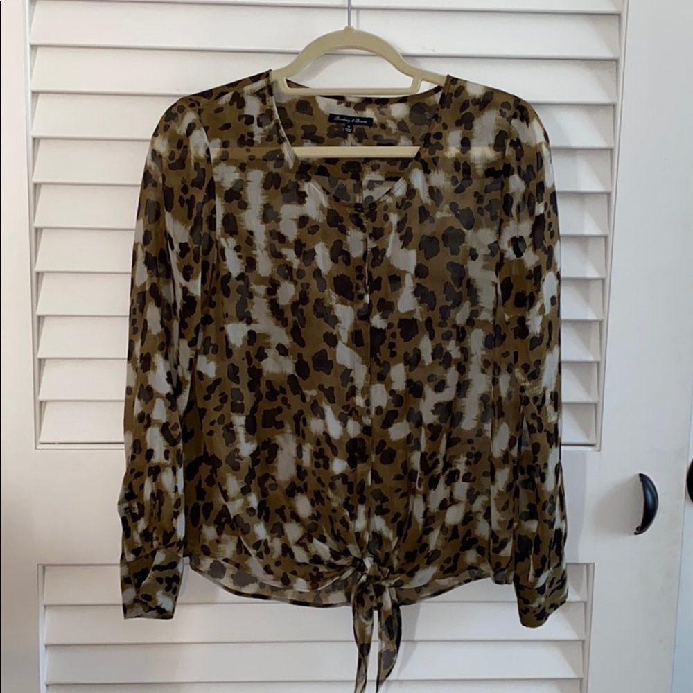 Broadway & Broome cheetah print silk top